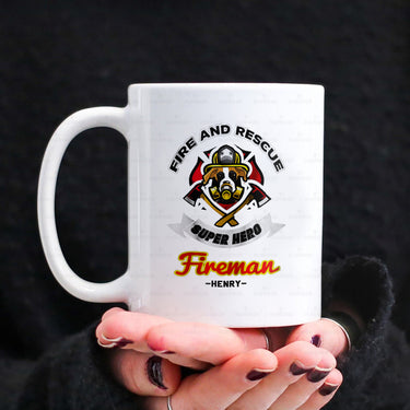 Personalized Dog Gift Idea - Superhero Fire And Rescue For Dog Lovers - White Mug